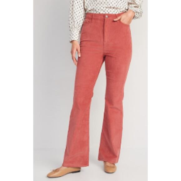 Old Navy Women 14T Orange  Corduroy Higher High Rise Flare Corduroy Pants NEW! - Picture 1 of 6